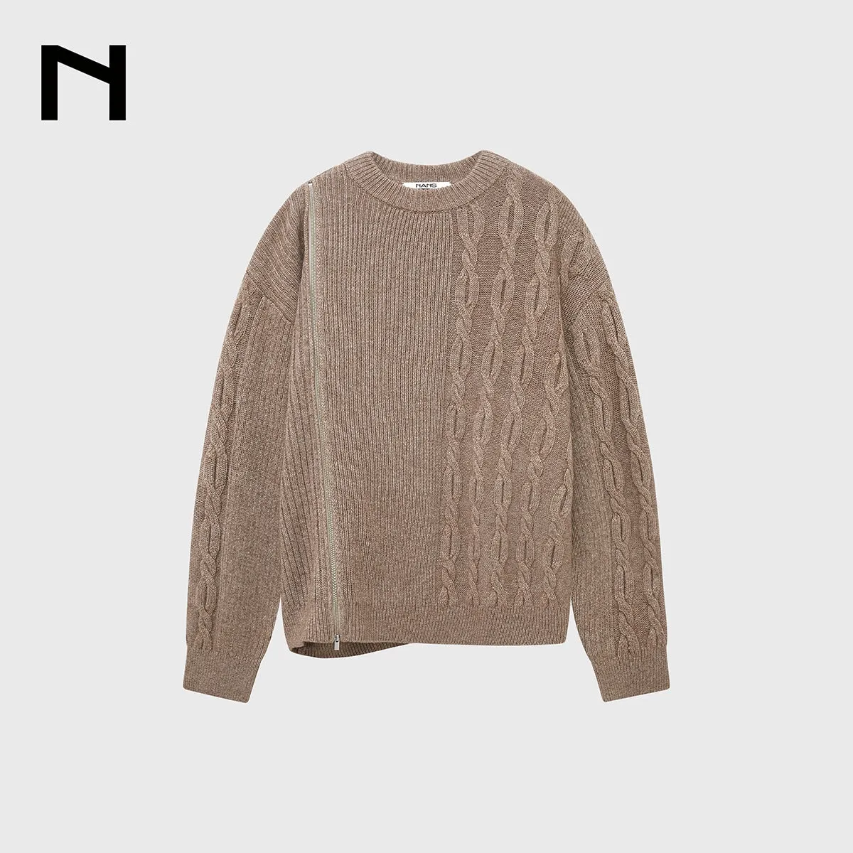 Cable-Knit Zipper Sweater