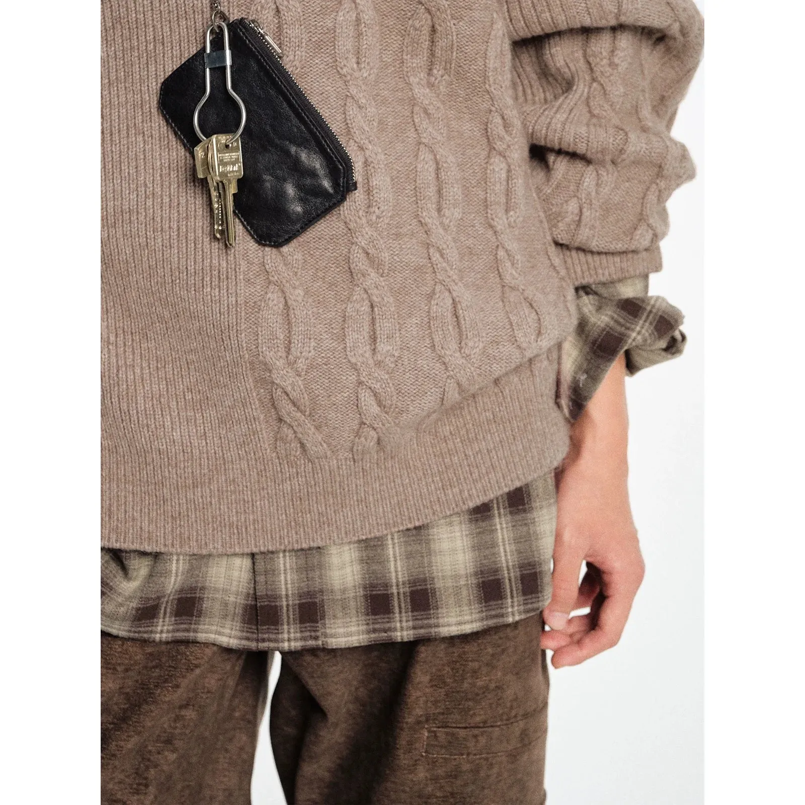 Cable-Knit Zipper Sweater