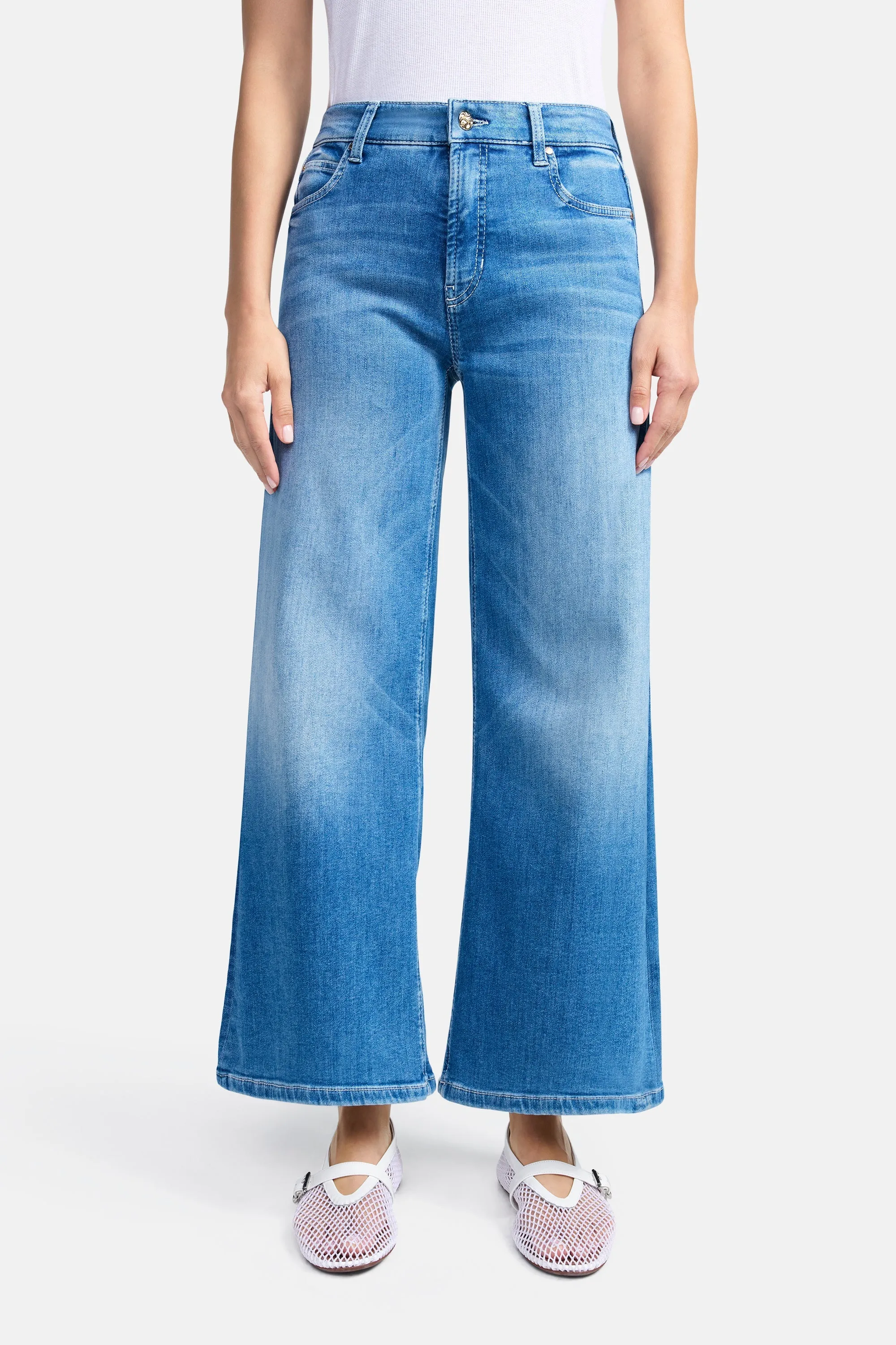 Cambio Palazzo cropped lys blå jeans med vide ben