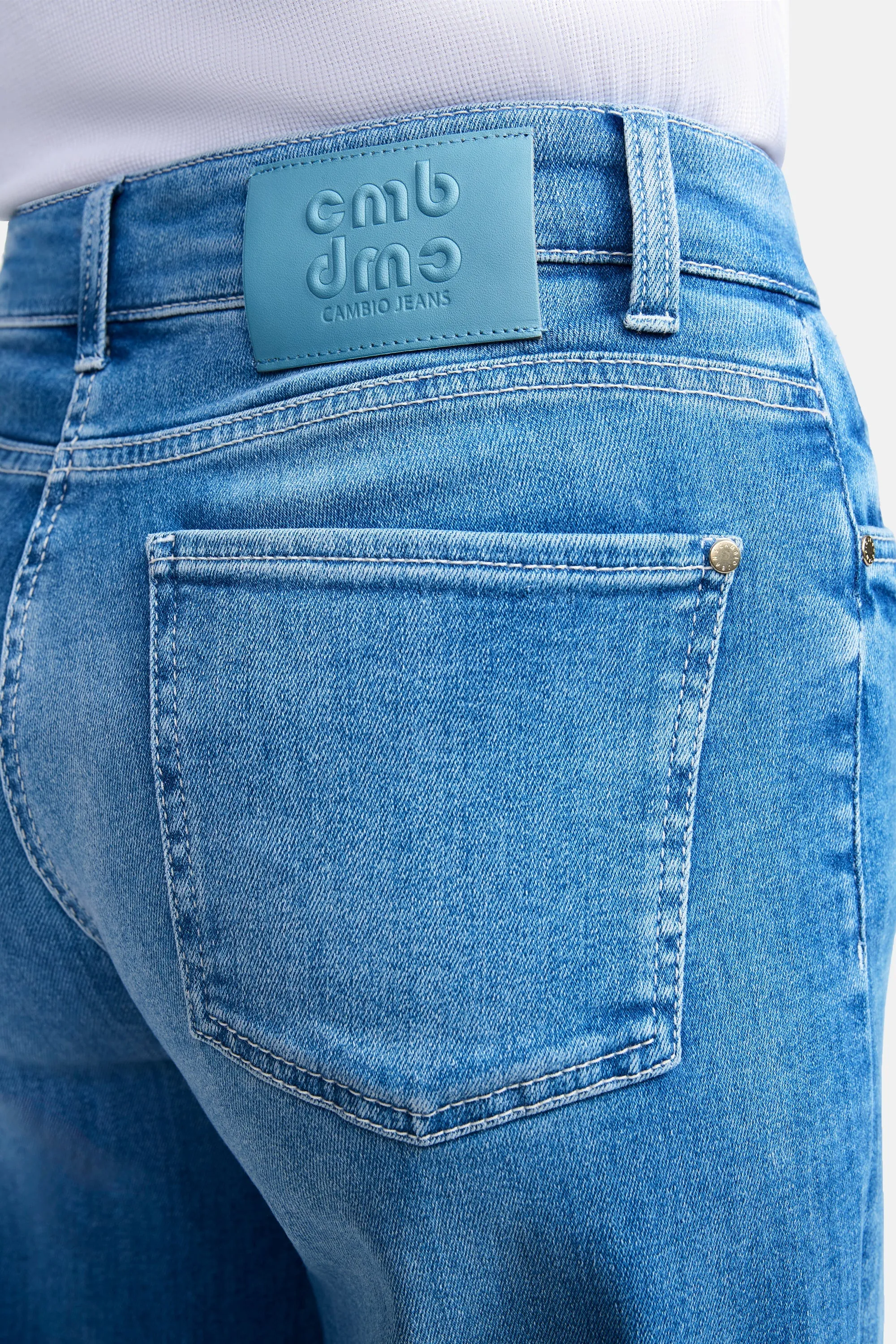 Cambio Palazzo cropped lys blå jeans med vide ben