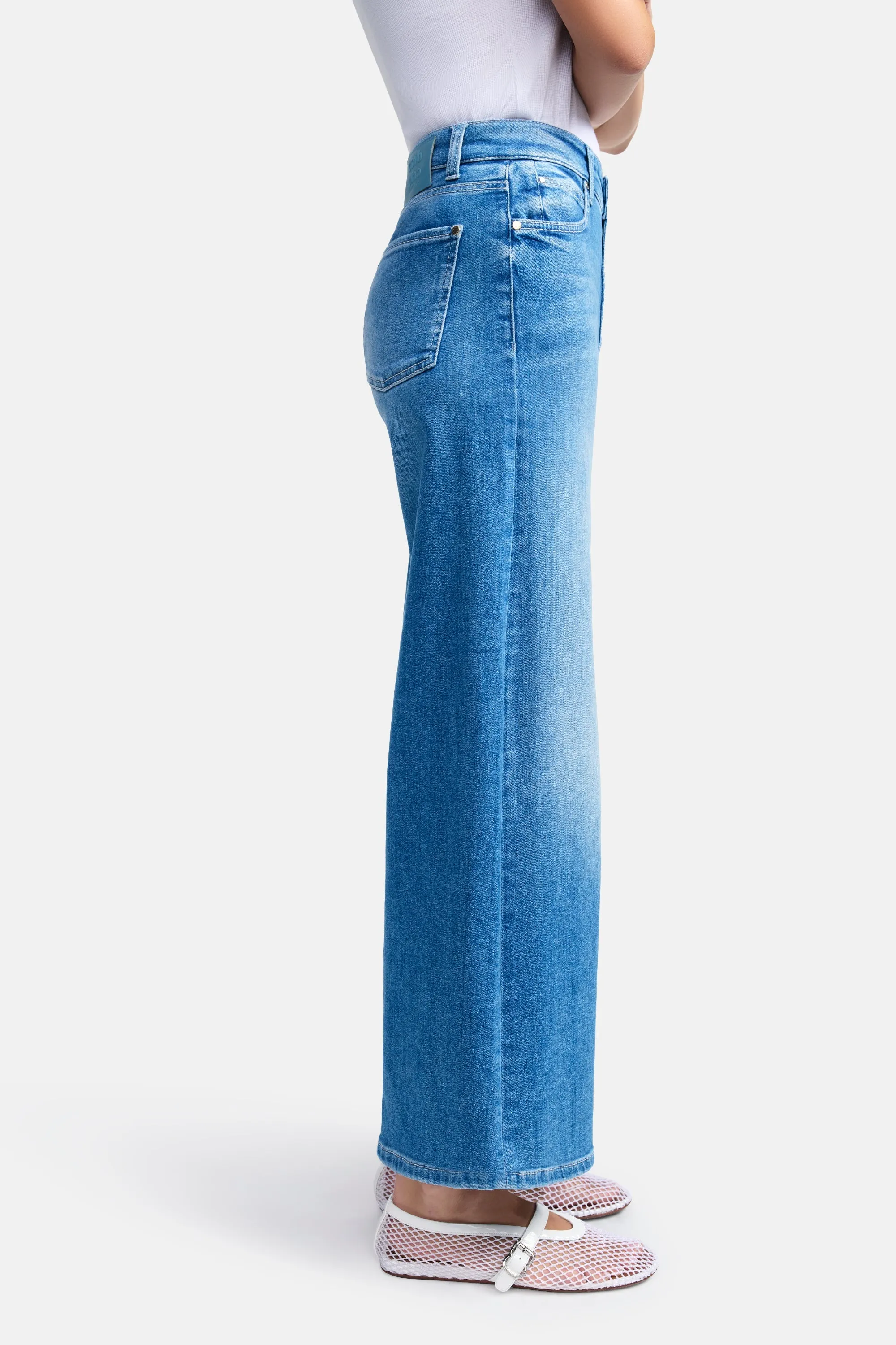 Cambio Palazzo cropped lys blå jeans med vide ben