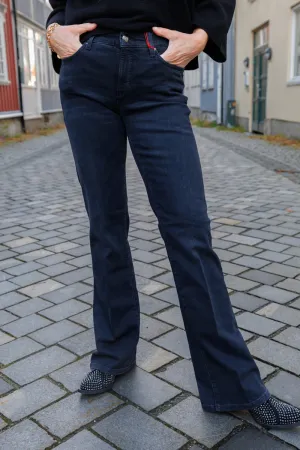 Cambio Paris flare sort jeans med lenkedetaljer