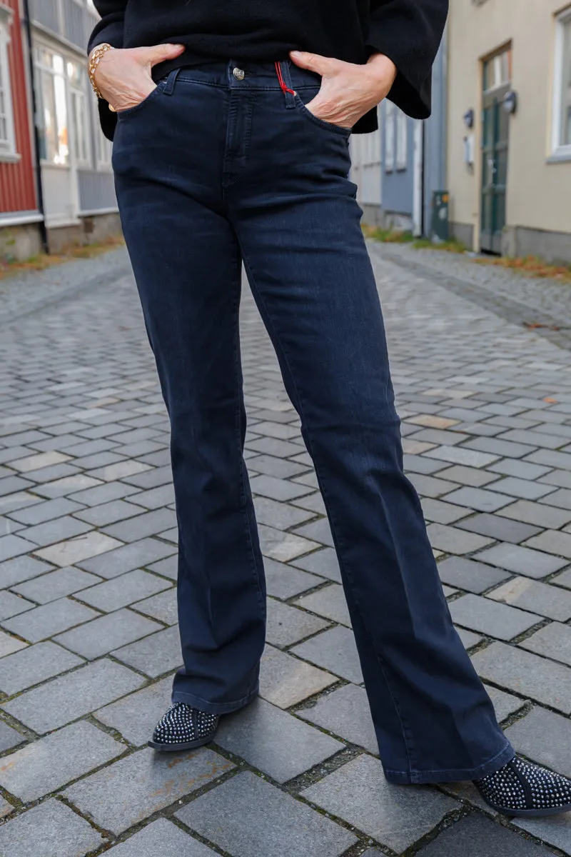 Cambio Paris flare sort jeans med lenkedetaljer