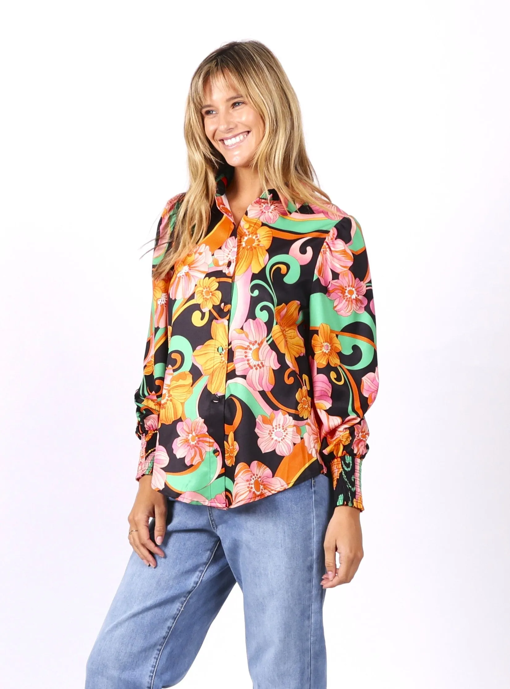 Camila Shirt - Black Floral