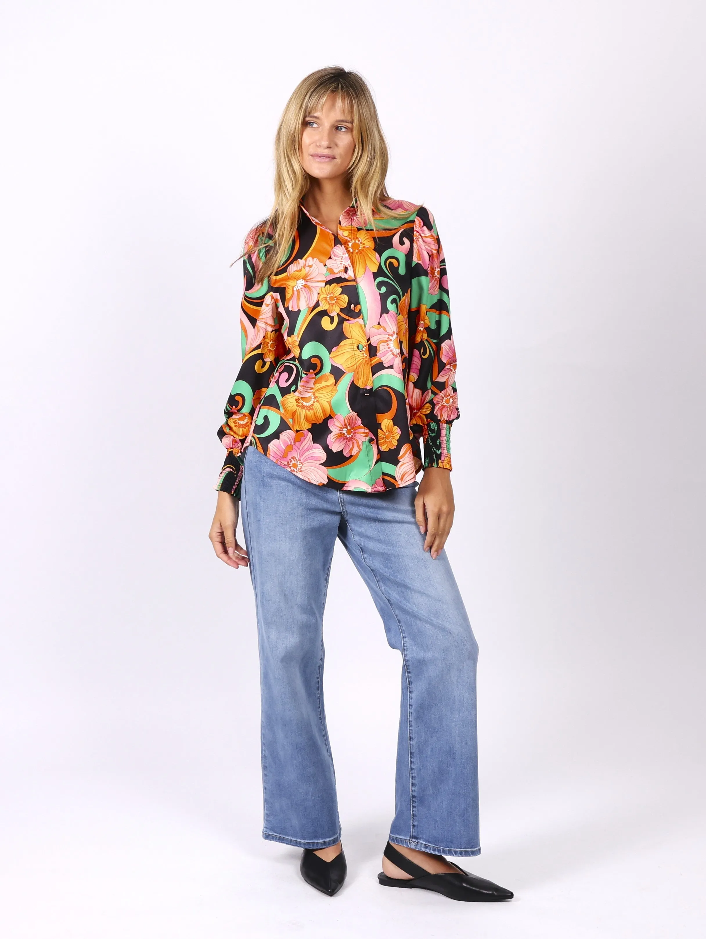 Camila Shirt - Black Floral
