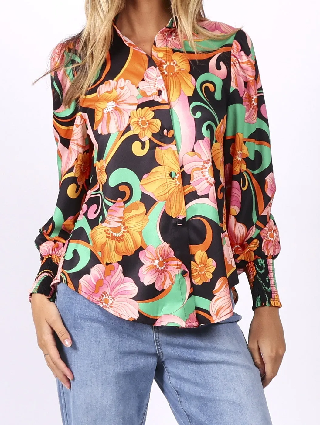 Camila Shirt - Black Floral