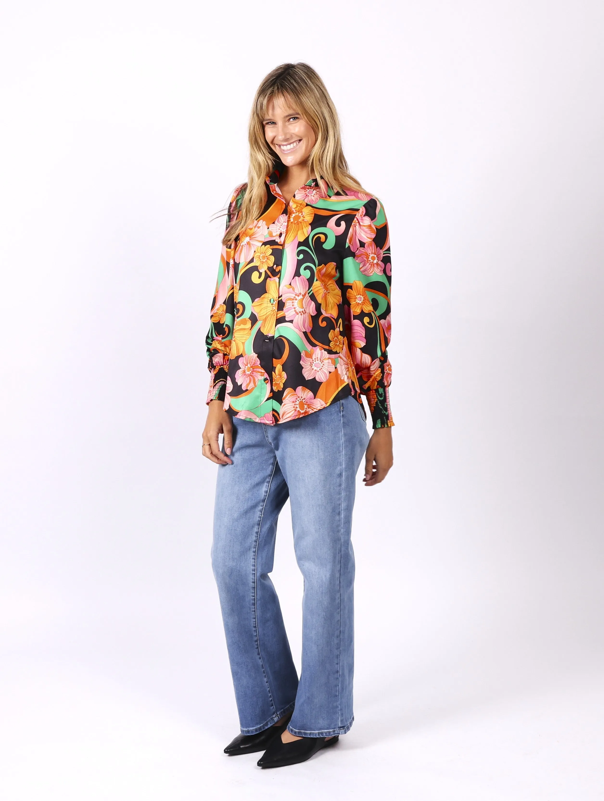 Camila Shirt - Black Floral
