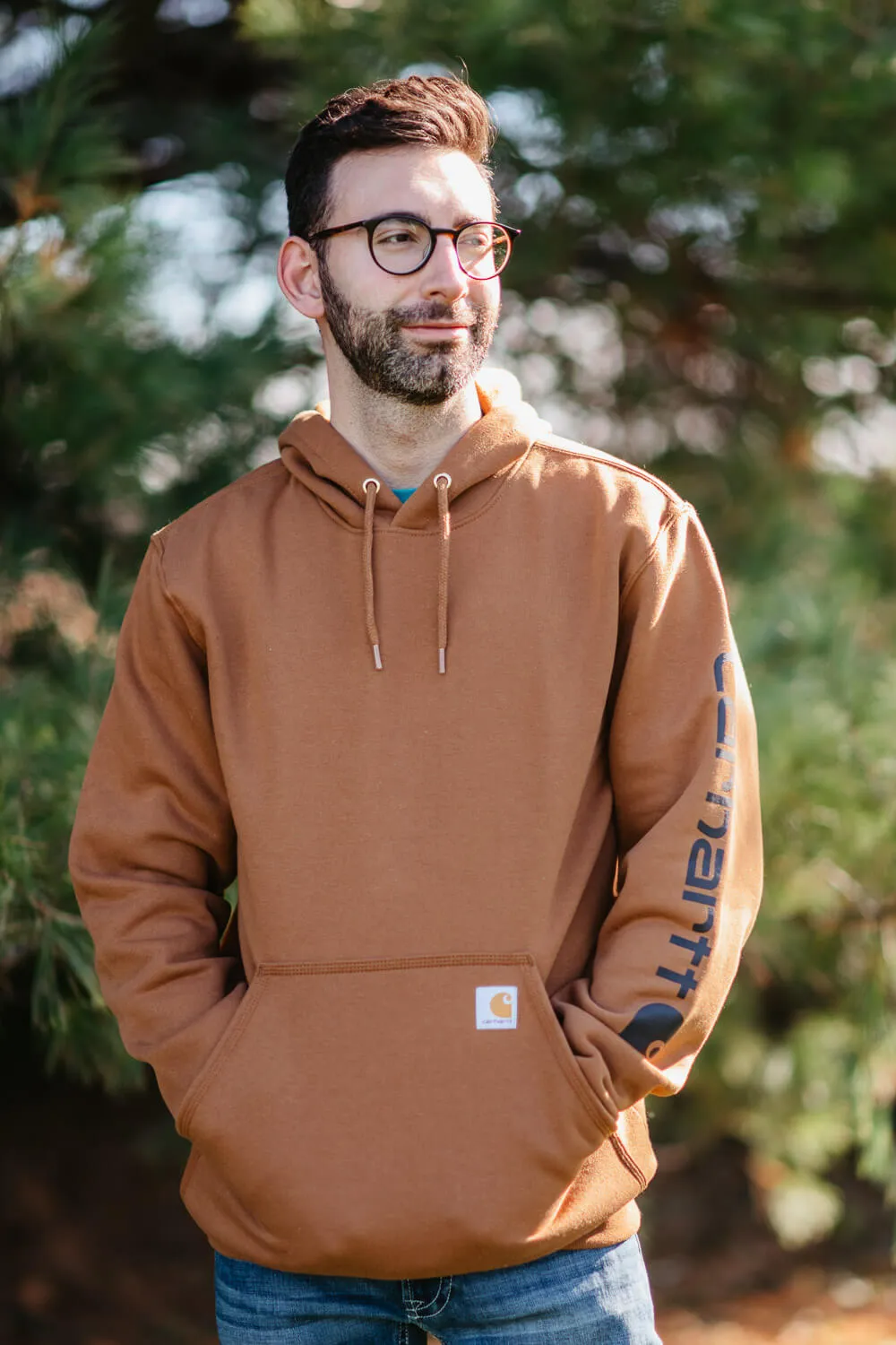 Carhartt Logo Sleeve Hoodie for Men in Brown | K288-BRN BROWN