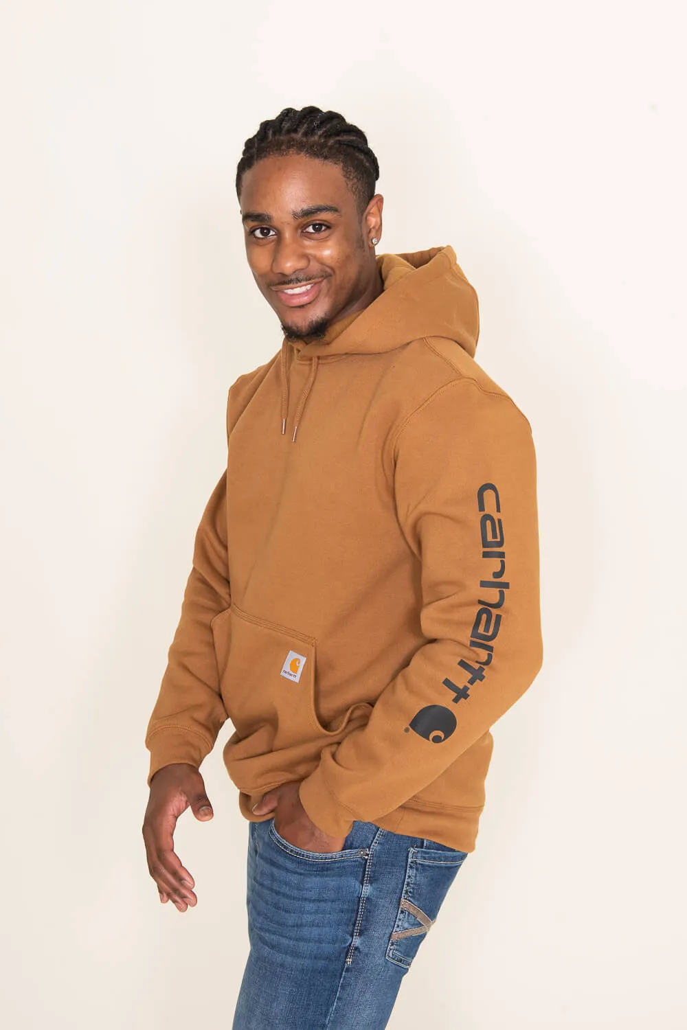 Carhartt Logo Sleeve Hoodie for Men in Brown | K288-BRN BROWN