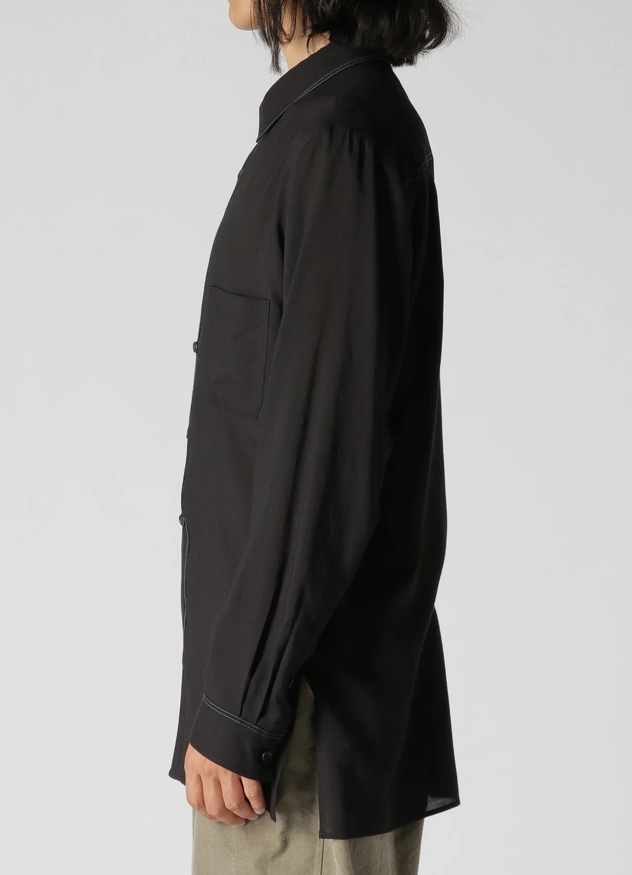 CELLULOSE LAWN SHIRT WITH DOUBLE STITCH