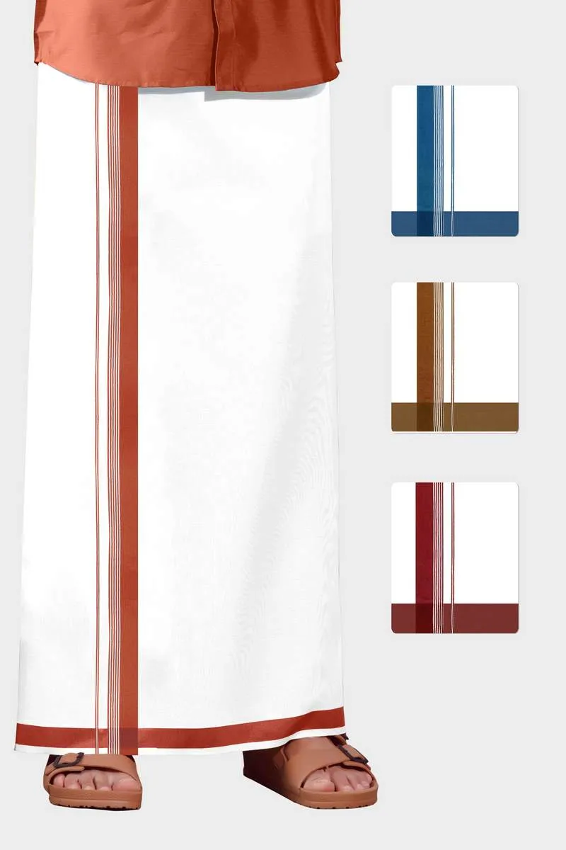 Charming Aabish - Ocean Blue Smooth Cotton Double Layered Dhoti With Fancy Borders | Uathayam