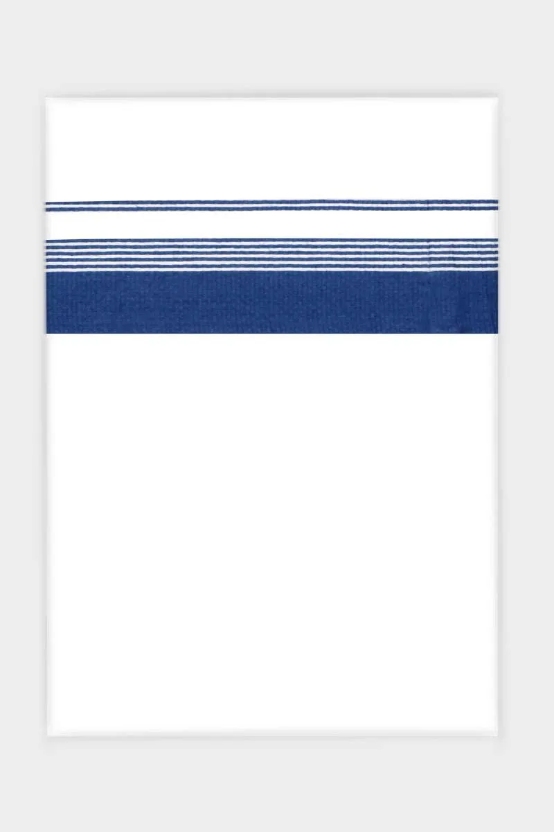 Charming Aabish - Ocean Blue Smooth Cotton Double Layered Dhoti With Fancy Borders | Uathayam