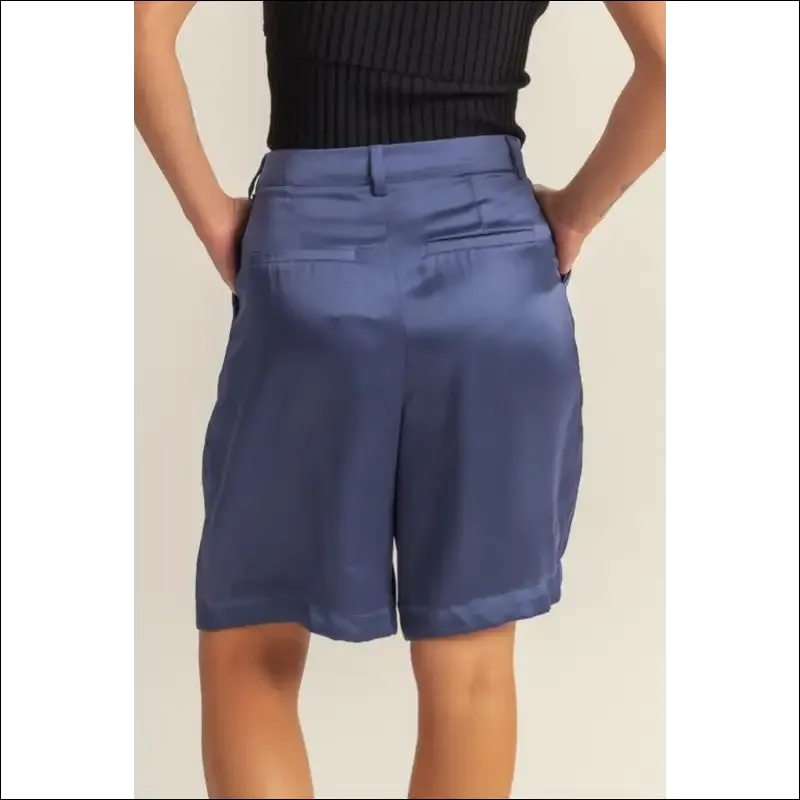 Chic High-Waist Pleated Satin Shorts