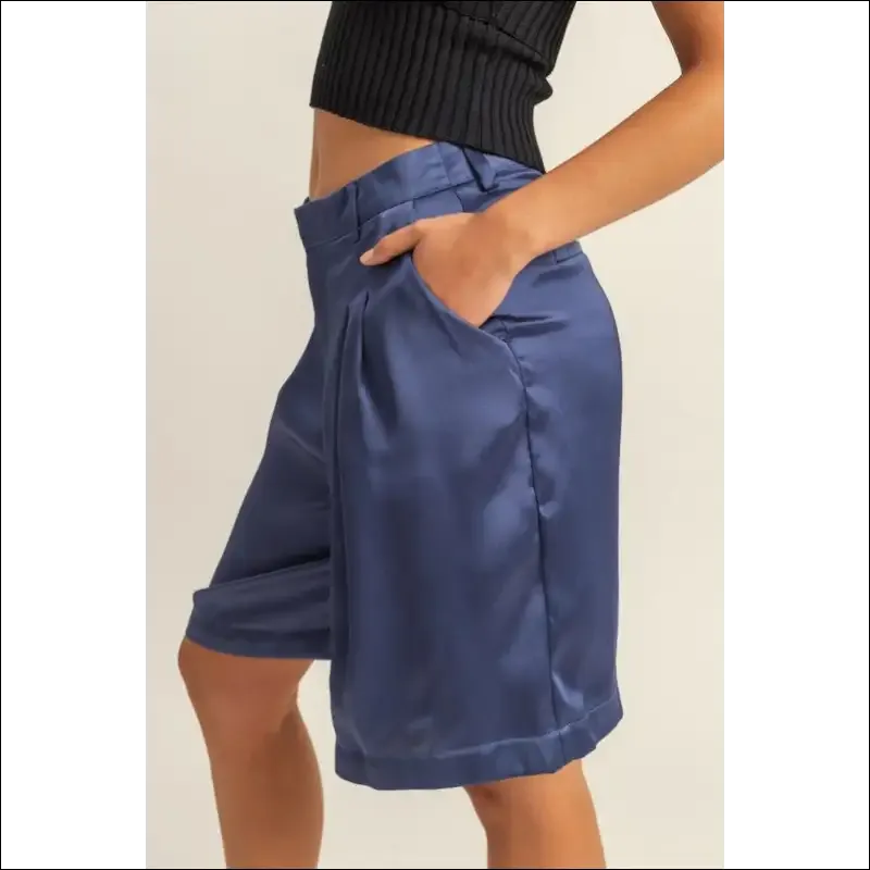Chic High-Waist Pleated Satin Shorts