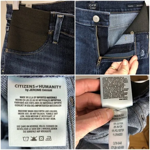 Citizens of Humanity Avedon Ultra Skinny Midrise Maternity Denim Jeans Sz 27
