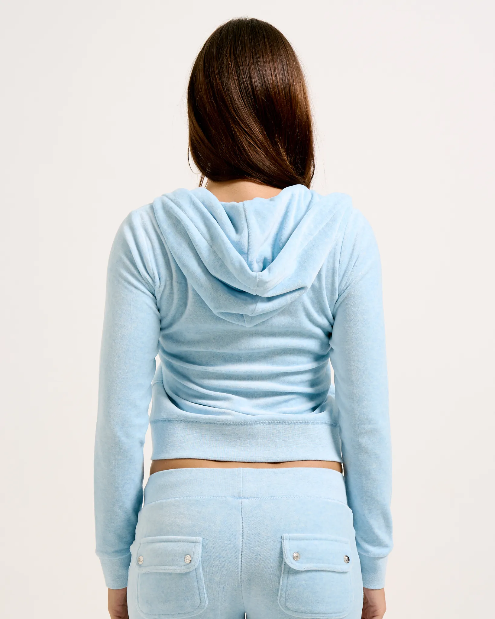 Classic Velour Robertson Zip Hoodie Powder Blue Marl