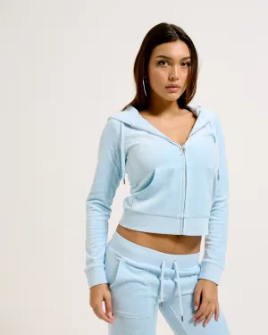 Classic Velour Robertson Zip Hoodie Powder Blue Marl