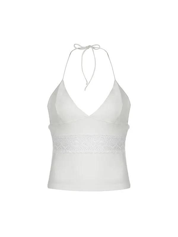 Classic White V-Neck Slim Cami Top with Chest Shape 