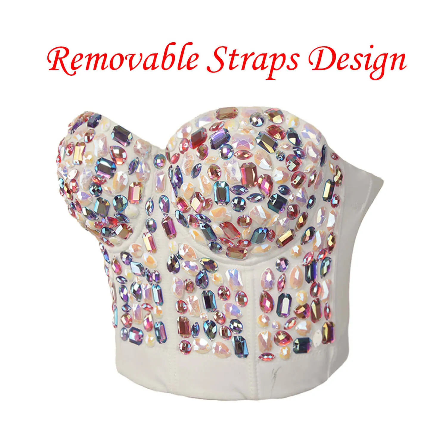 Colourful Rhinestone Bead Pearls Bustier Corset Crop Top