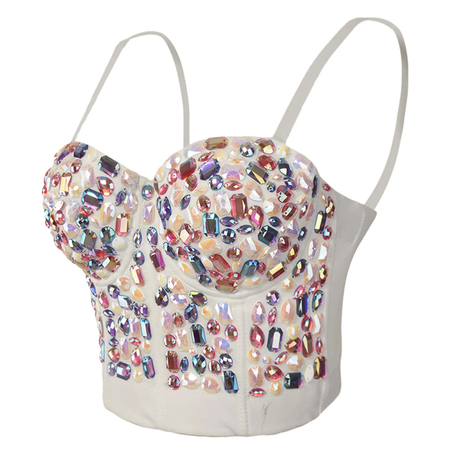 Colourful Rhinestone Bead Pearls Bustier Corset Crop Top