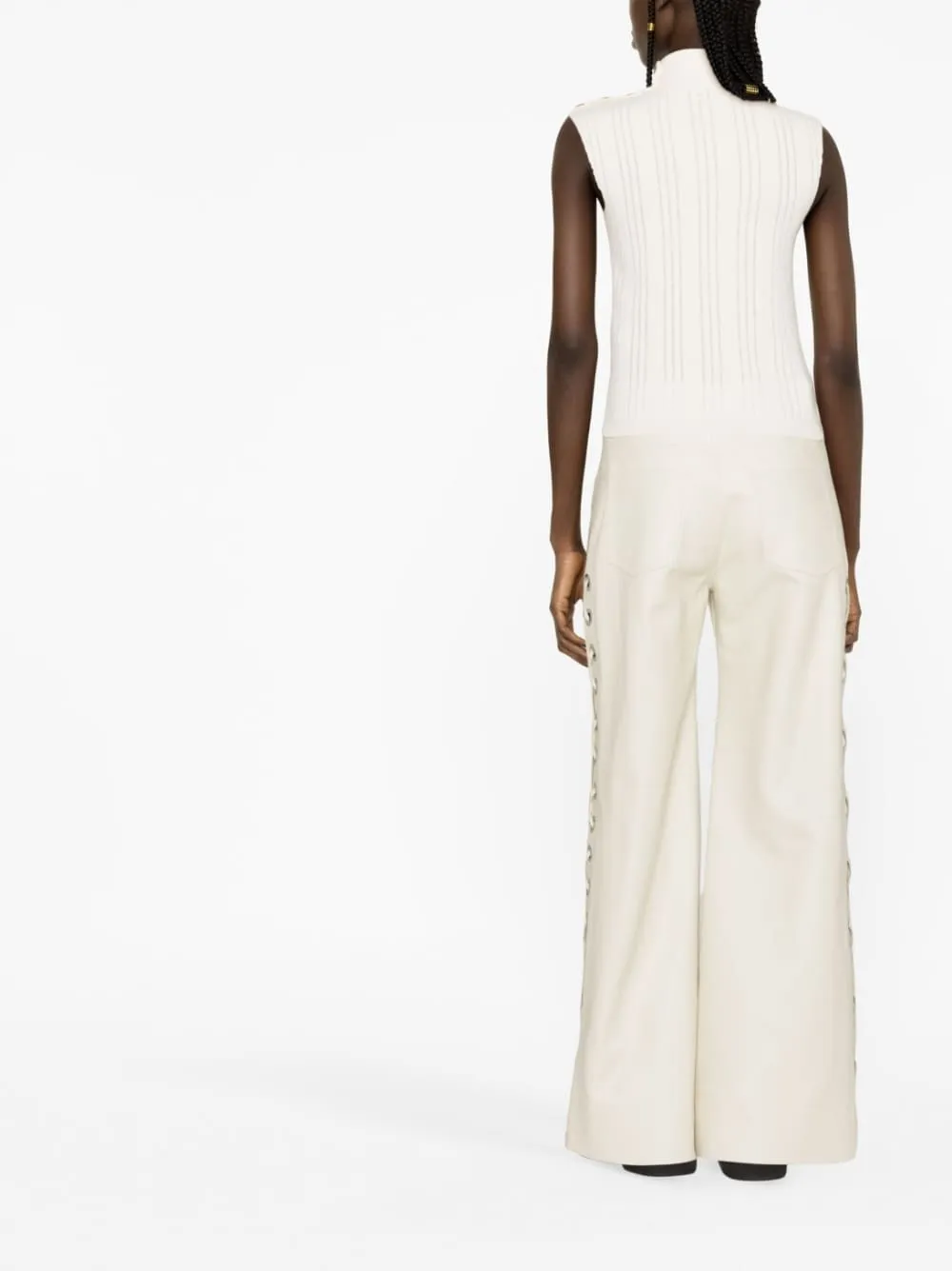 Cotton turtleneck sleeveless top