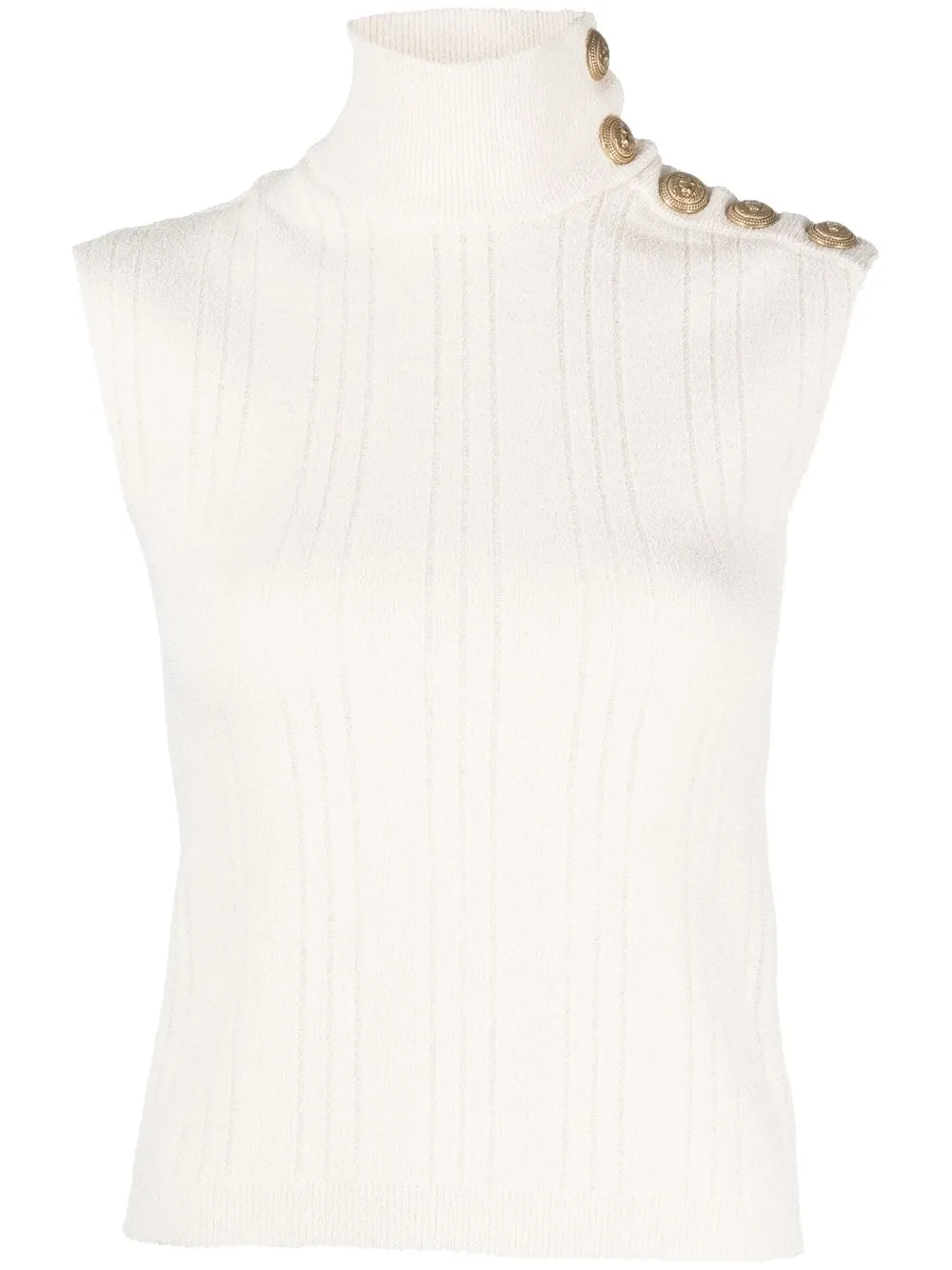 Cotton turtleneck sleeveless top