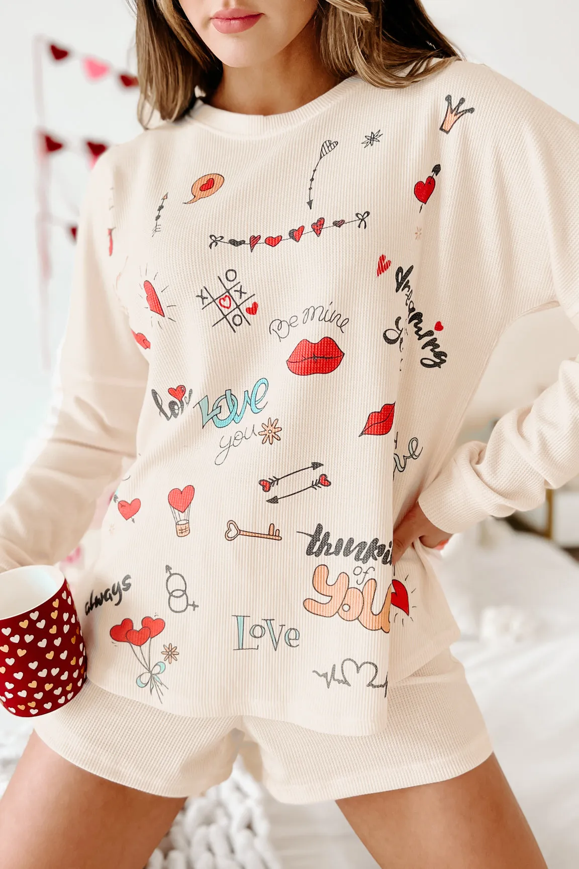 Cozy Love Two Piece Short Set (Cream)