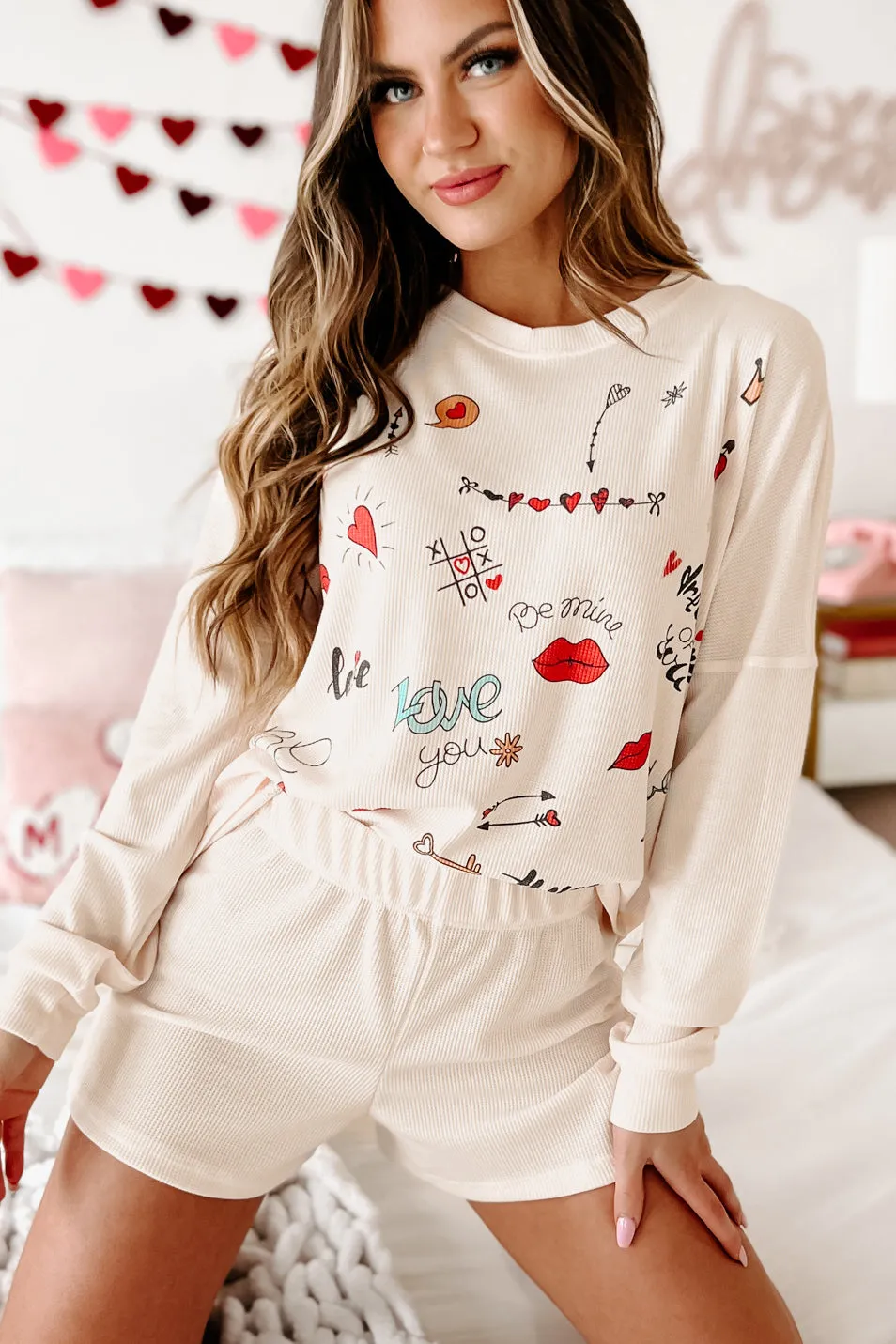 Cozy Love Two Piece Short Set (Cream)