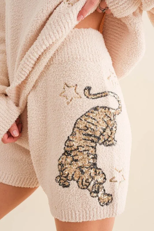 Cozy Soft Knitted Tiger Star Lounge Set (Various Colors), Blue B
