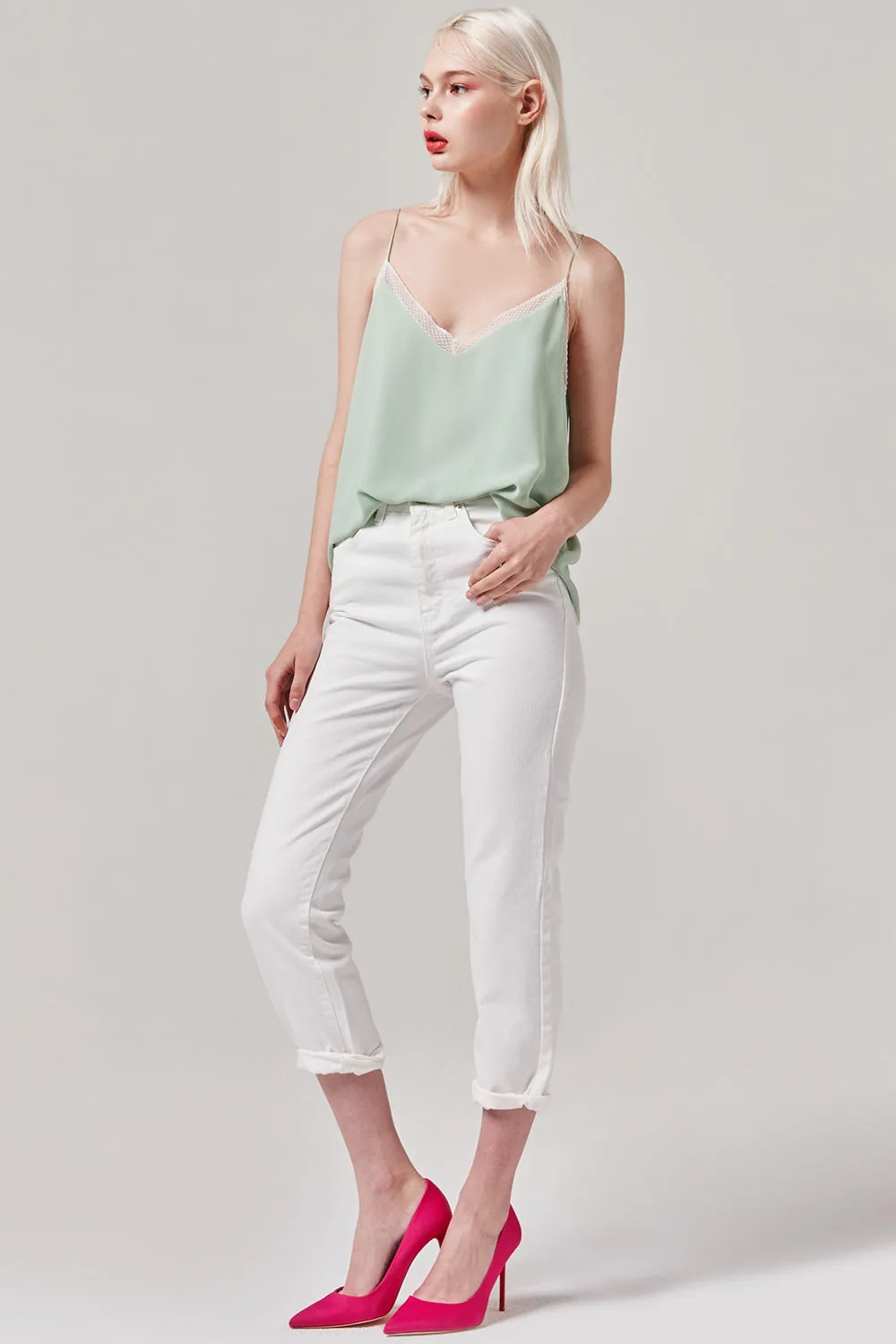 Cropped White Jeans