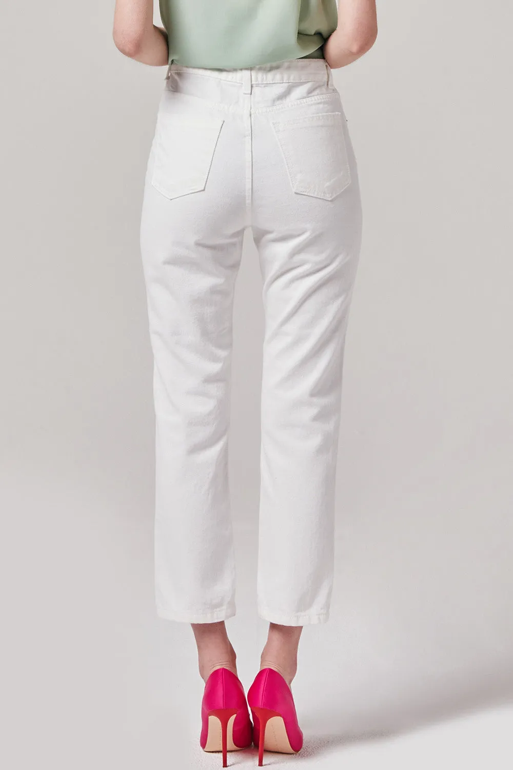 Cropped White Jeans