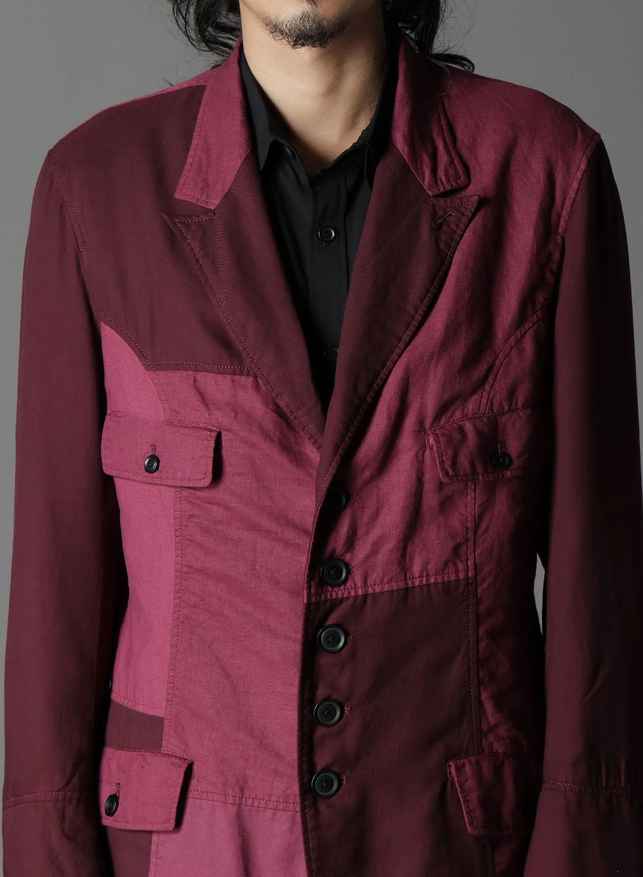 CUBISM PATCHWORK  PRODUCT DYED SWITCHING ASYMMETRY JACKET