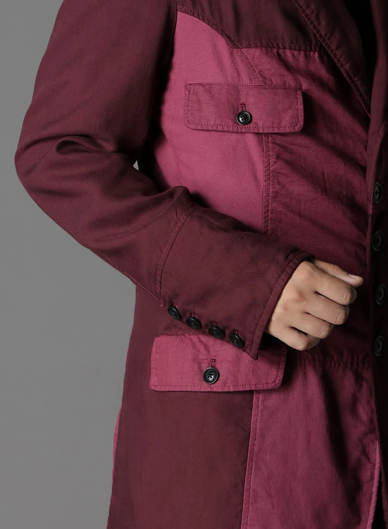 CUBISM PATCHWORK  PRODUCT DYED SWITCHING ASYMMETRY JACKET
