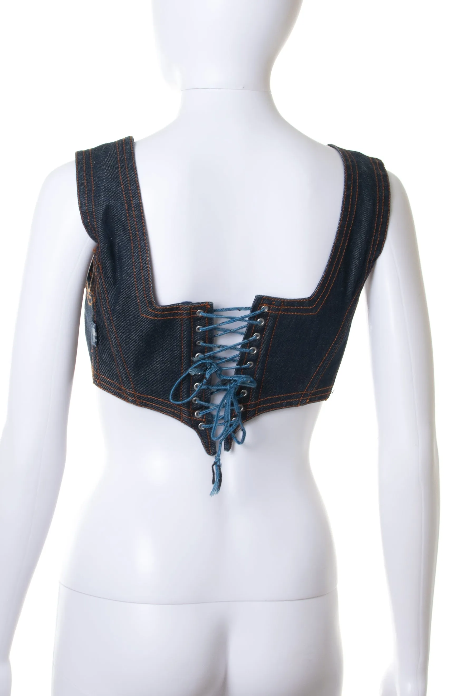 Denim Laceup Corset