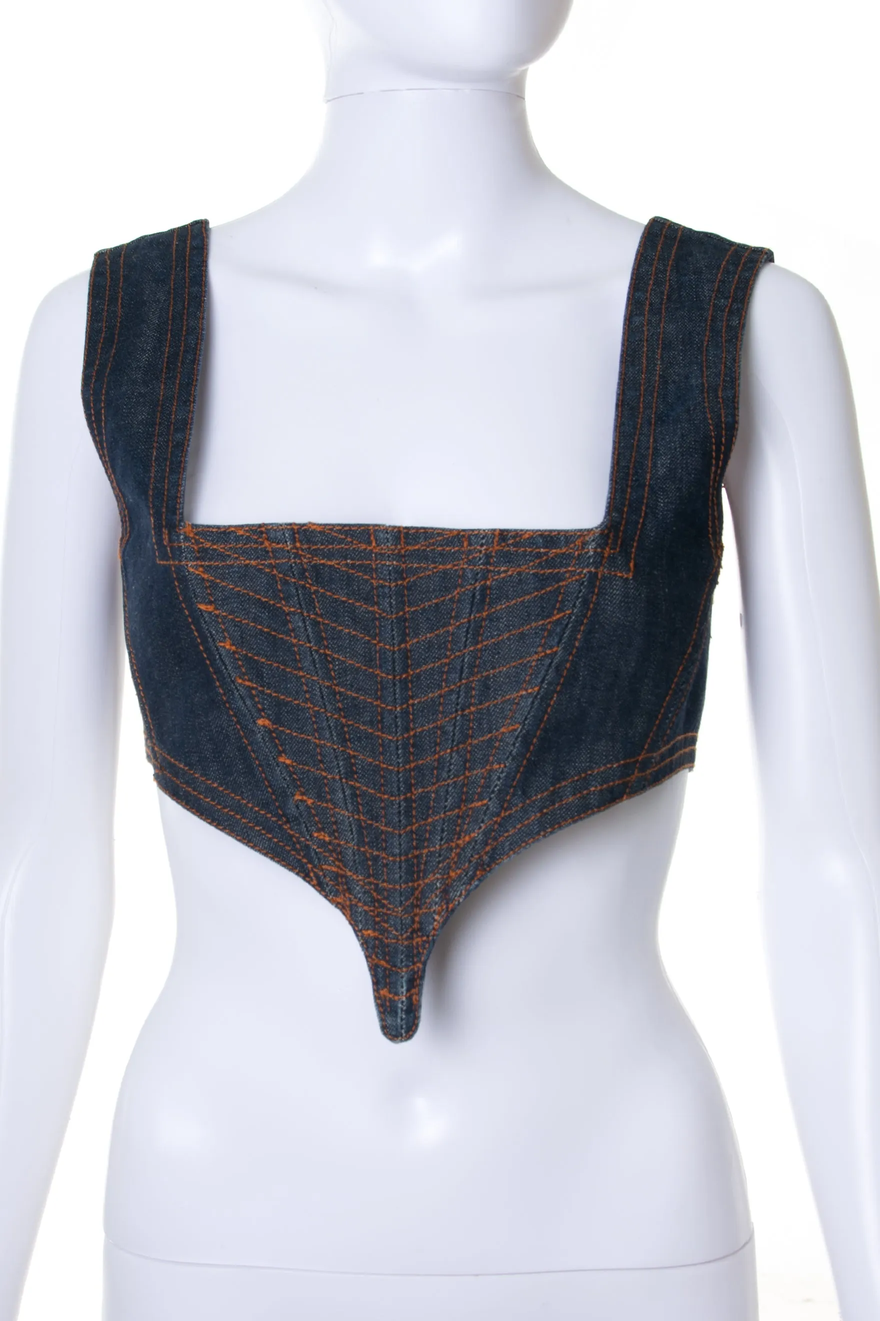 Denim Laceup Corset