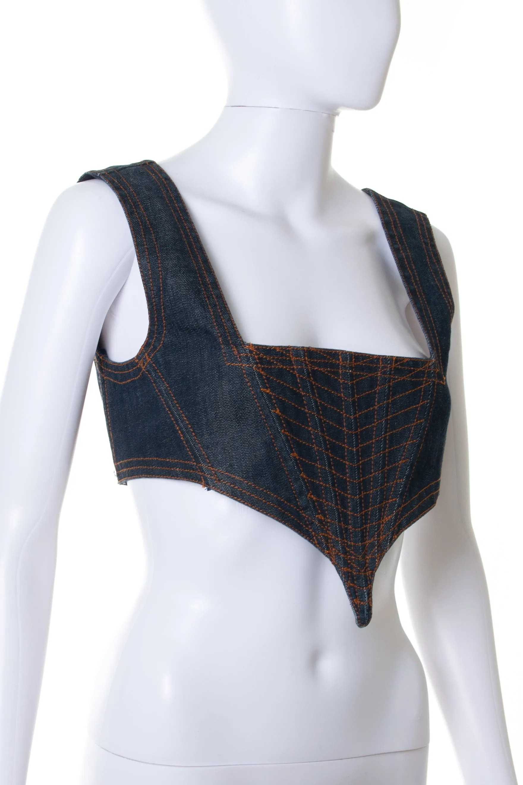 Denim Laceup Corset