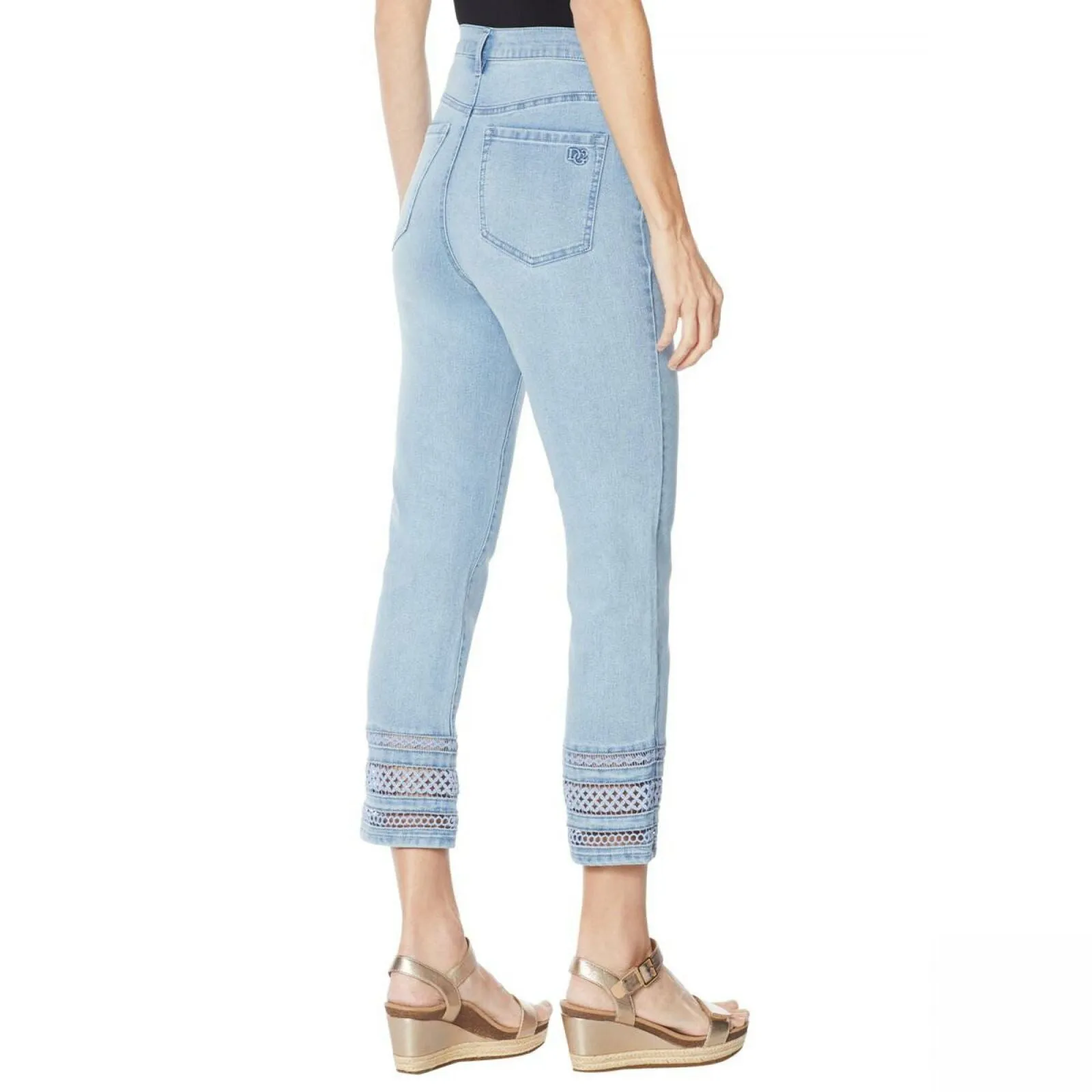 DG2 by Diane Gilman Women's Crochet Lace Cropped Jeans