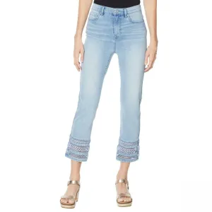 DG2 by Diane Gilman Women's Crochet Lace Cropped Jeans