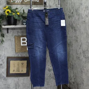 DG2 Womens Cropped Stretch Twill Cargo Jegging 668088 Indigo Blue L
