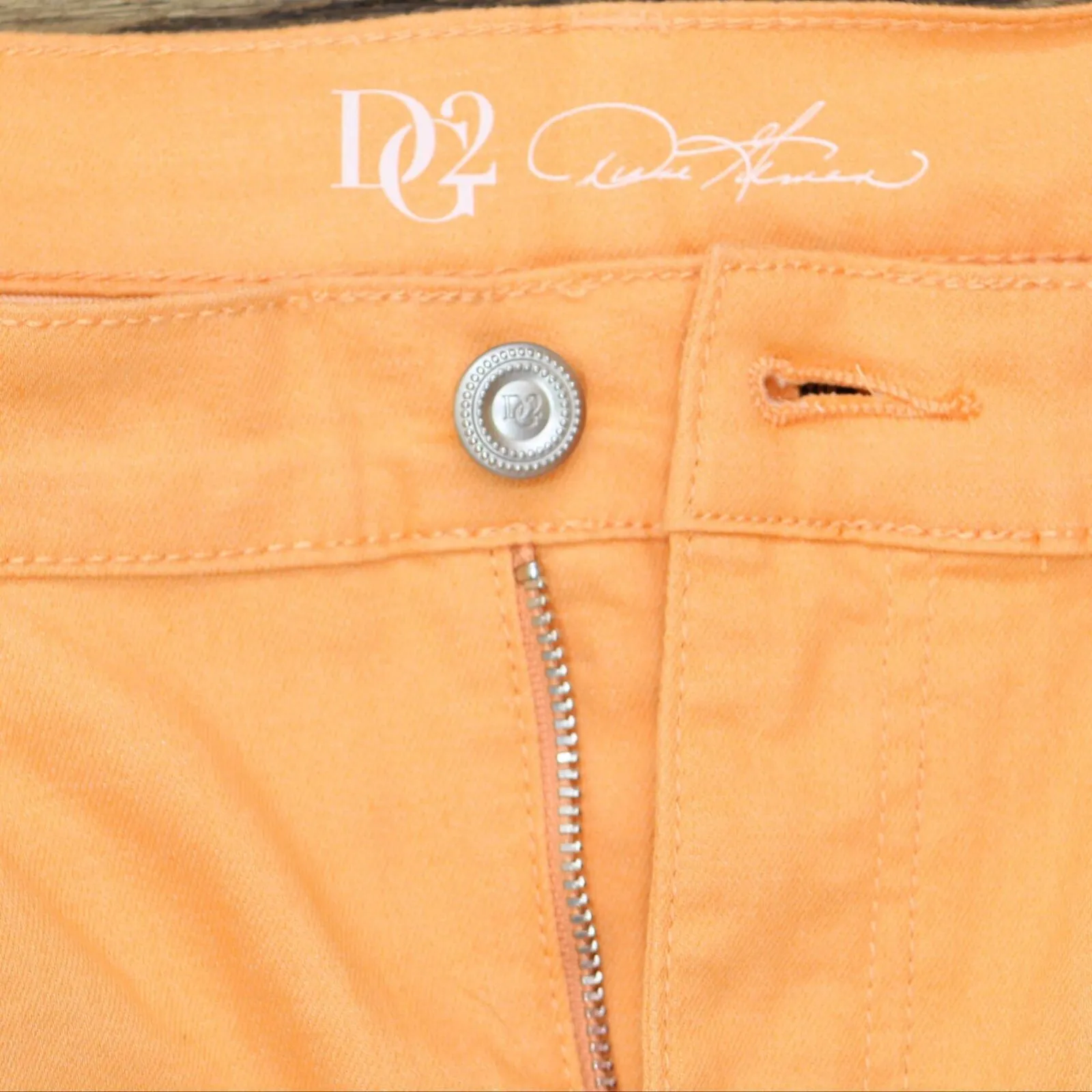Dg2 Womens Distressed Stretch Straight Leg Jeans 166ea3f5aea554 Orange 16