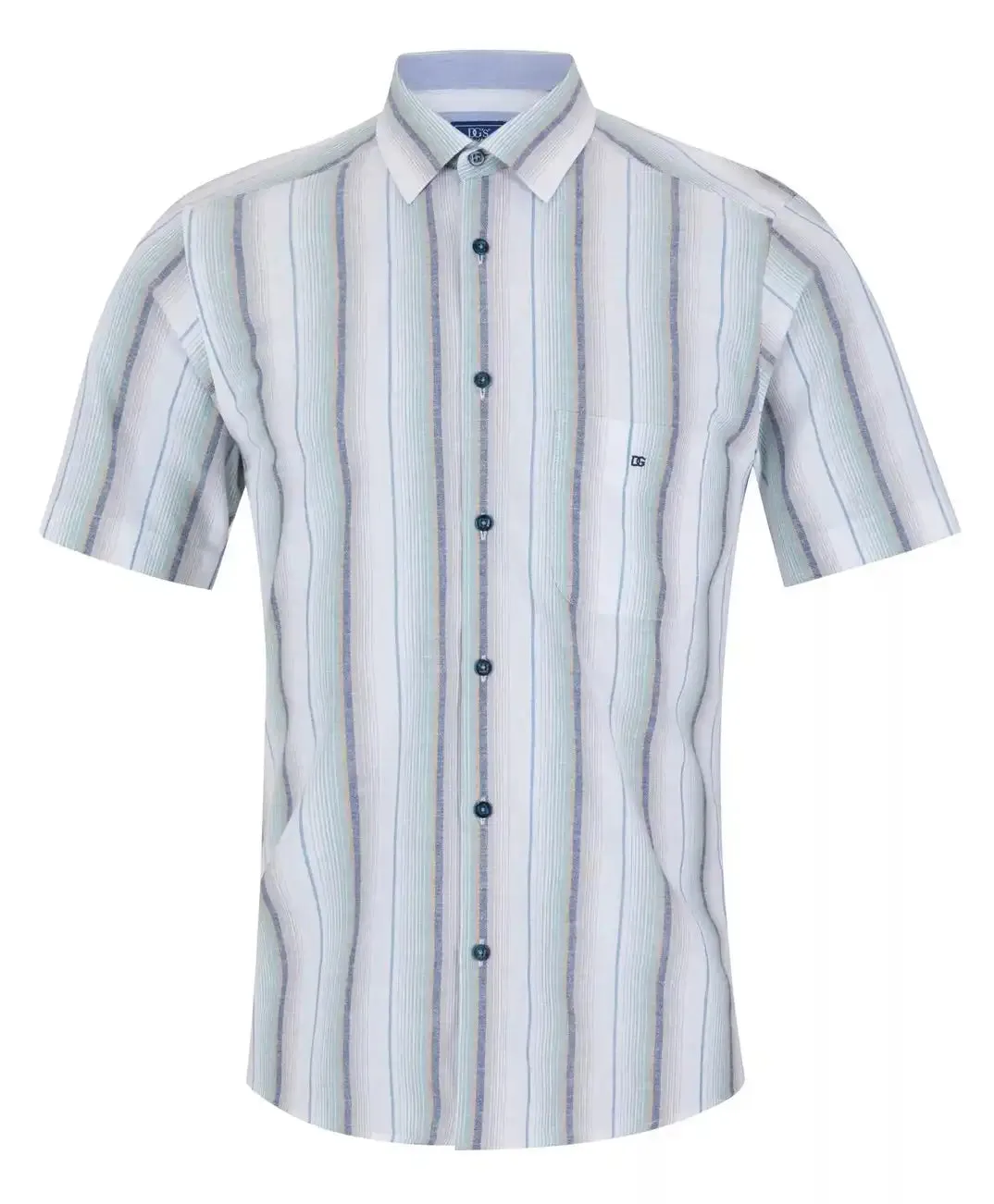 DG's Drifter Ivano Short Sleeve Stripe Oxford Shirt Green/Blue