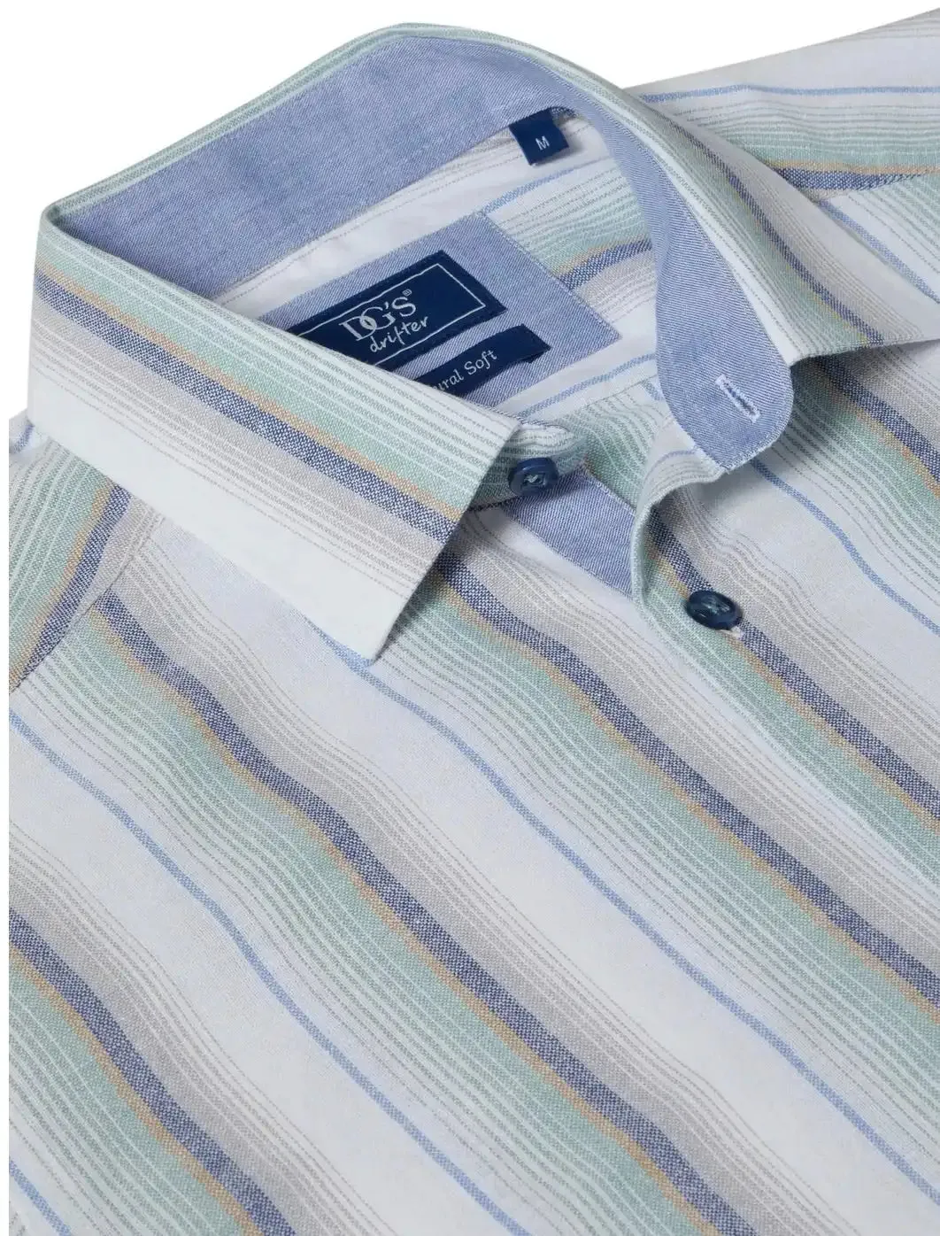 DG's Drifter Ivano Short Sleeve Stripe Oxford Shirt Green/Blue