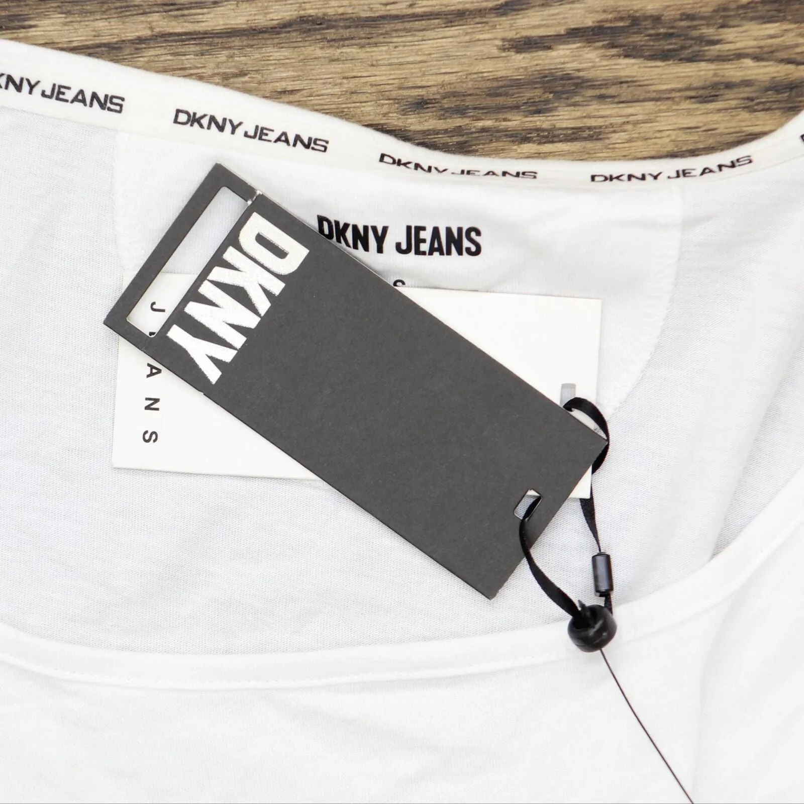 Dkny Jeans Womens Cropped Tied-Sleeve T-Shirt E22F8HIG White S