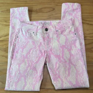 DL1961 Emma Legging Skinny Jeans Size 25 Boa Wash 1982 Coated Faux Snakeskin