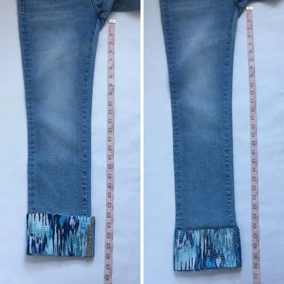 Driftwood Colette Straight Leg Embroidered Cuff Cropped Jeans Size 26