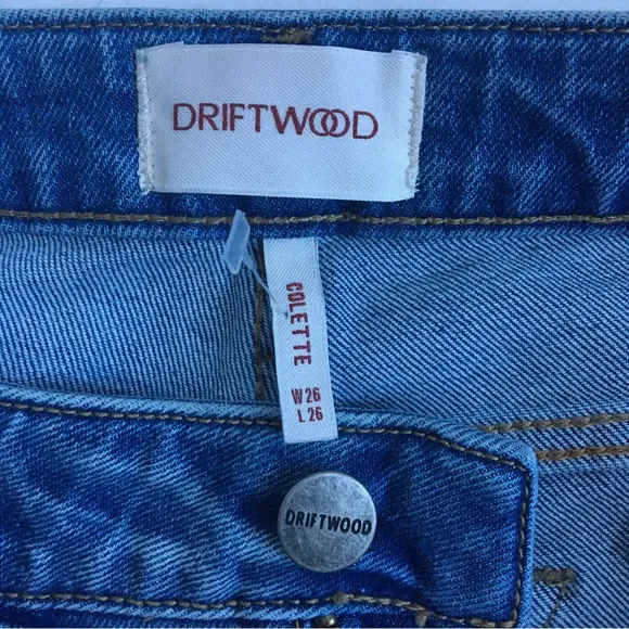 Driftwood Colette Straight Leg Embroidered Cuff Cropped Jeans Size 26