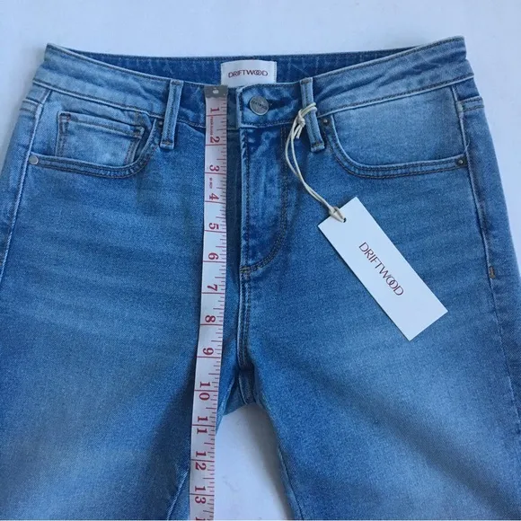 Driftwood Colette Straight Leg Embroidered Cuff Cropped Jeans Size 26