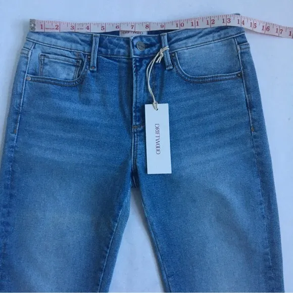 Driftwood Colette Straight Leg Embroidered Cuff Cropped Jeans Size 26