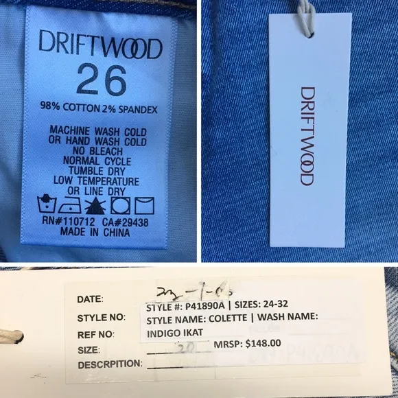 Driftwood Colette Straight Leg Embroidered Cuff Cropped Jeans Size 26