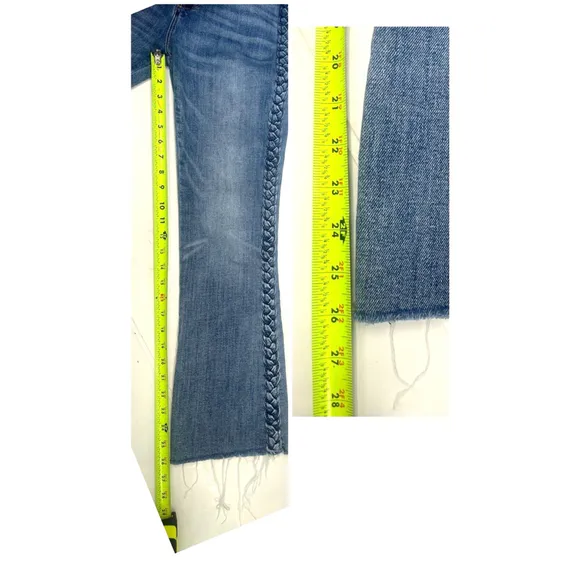 Driftwood Jeans Womens Blue Roxy Side Braid Raw Hem Jeans Size 27 x 27 26 inseam